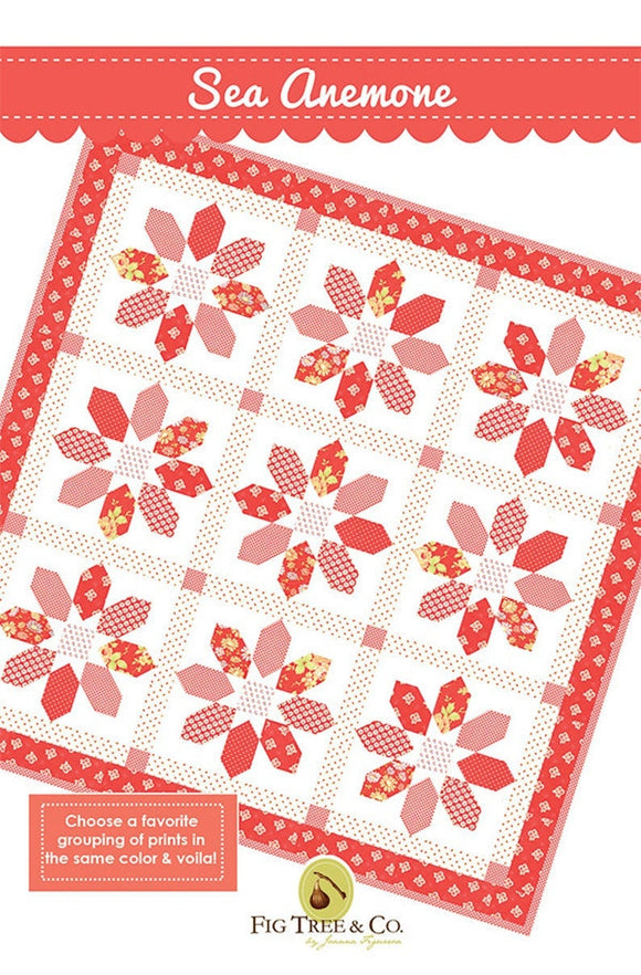 Sea Anemone quilt Printed Pattern Only by Fig Tree Quilts 62 x 62 inches