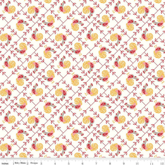 Cook Book Rooster Coral C11754-Coral by Lori Holt for Riley Blake