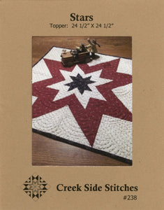 Stars Table Topper 24 1/2" x 24 1/2" Printed Pattern only CSS238, by Creek Side Stitches, quick and easy
