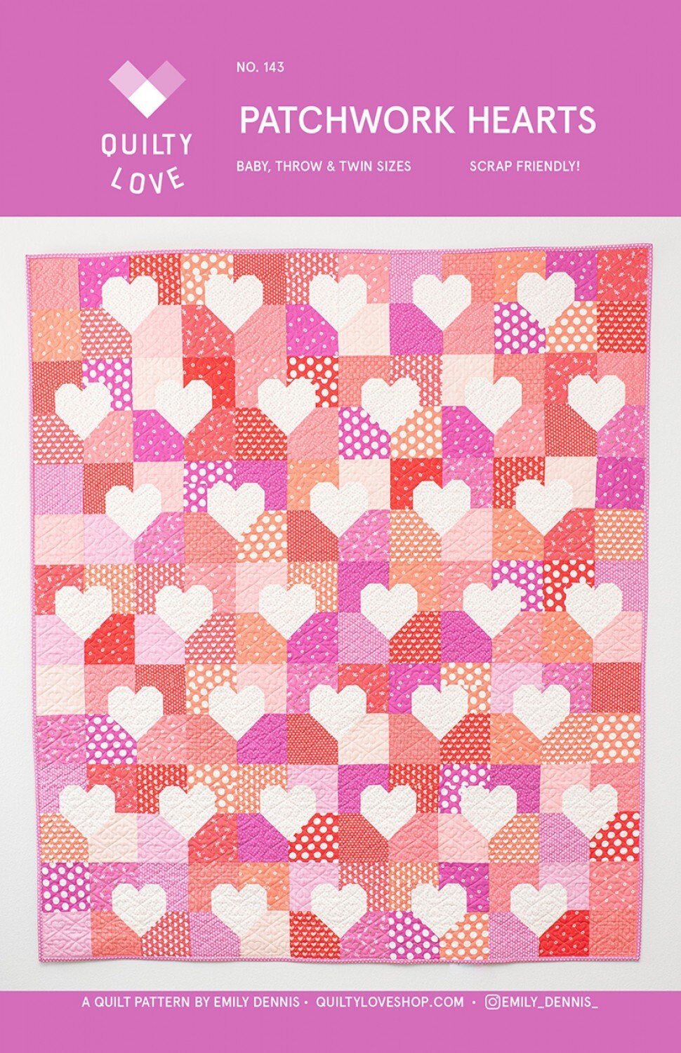 Patchwork Hearts Quilt Pattern QLP143 by Quilty Love 3 sizes available ...