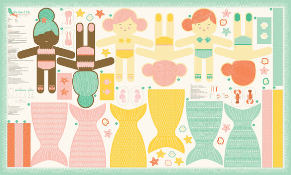 The Sea and Me Mermaid Dolls 20791-11 by Stacy Iest Hsu for Moda Fabrics 36 x 60