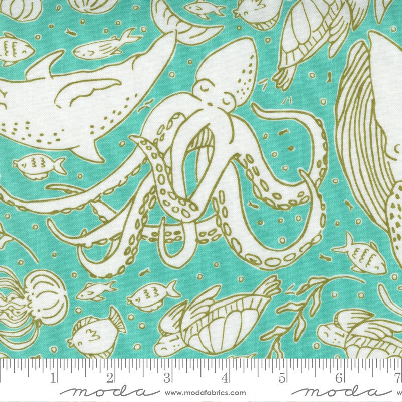 The Sea and Me Ocean Friends Spray 20794-15 by Stacy Iest Hsu  Sold in 1/2 yard increments