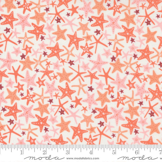 The Sea and Me You're a Star Cloud- Coral 20796-11 by Stacy Iest Hsu  Sold in 1/2 yard increments