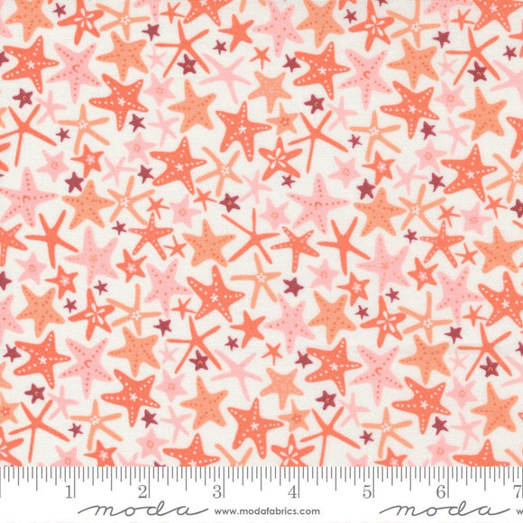 The Sea and Me You're a Star Cloud- Coral 20796-11 by Stacy Iest Hsu  Sold in 1/2 yard increments
