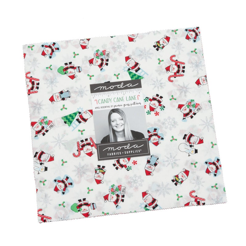 Candy Cane Lane Layer Cake - 10 inch squares by April Rosenthal for Moda Fabrics 24120LC