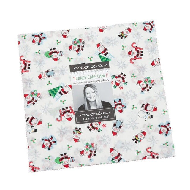 Candy Cane Lane Layer Cake - 10 inch squares by April Rosenthal for Moda Fabrics 24120LC