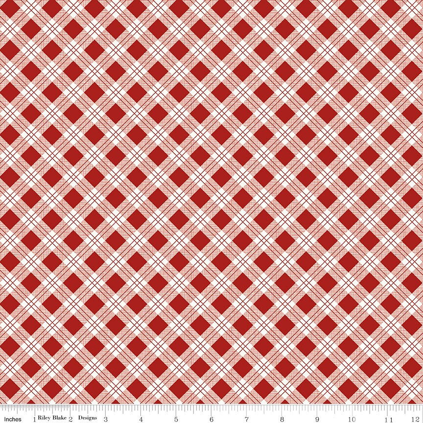 Bee Plaids Barn Red Bee Plaids Scarecrow C12020-Barnred by Lori Holt for Riley Blake Sold in 1/2 Yard increments