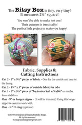 Bitsy Box # TG-1702  From Bodobo Bags By Natalie Rawlinson,  BAG DIMENSIONS: Approximately 2.5in Square