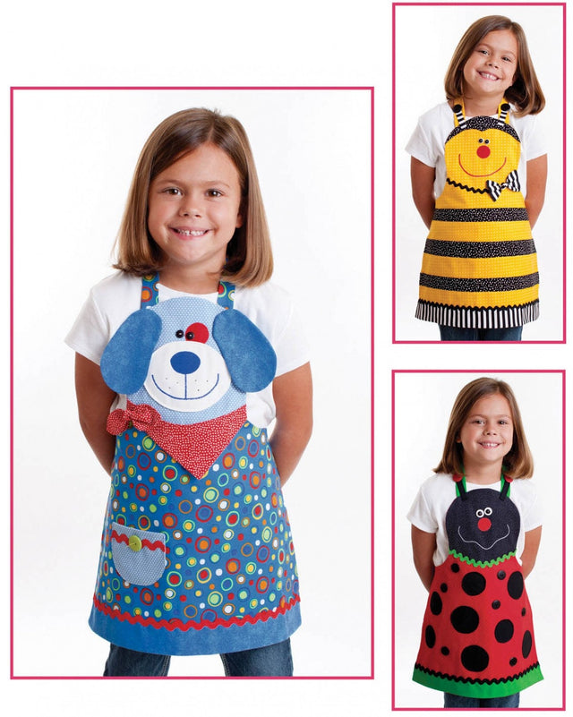 Cute Friends Child's Aprons Pattern sizes 3-8 by Cotton Ginnys