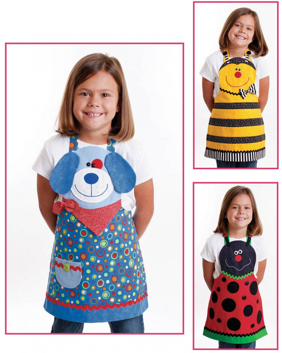 Cute Friends Child's Aprons Pattern sizes 3-8 by Cotton Ginnys
