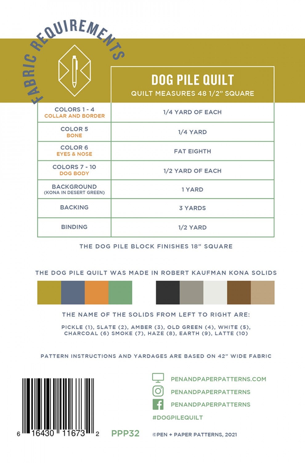 Dog Pile Quilt Pattern PPP32 from Pen & Paper Patterns By Lindsey Neill 48 x 48