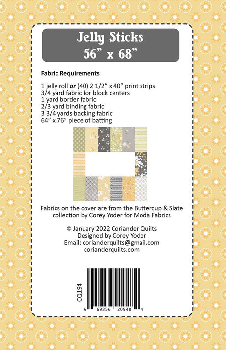 Jelly Sticks Quilt Pattern by Coriander Quilts CQ194