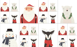 Merrymaking Metallic Eggnog Mixed Block Size Quilt Panel 48341-11M by Gingiber for Moda Fabric 35 x 42