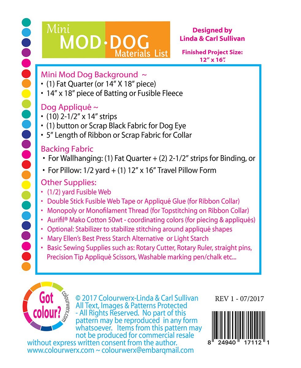 Mini Mod Dog Pillow Pattern by Colourwerx