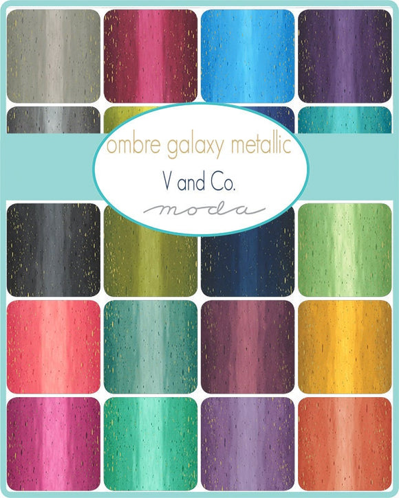 Ombre Galaxy Metallic Fat Quarter bundle all 30 Prints by V & Co. 10873FQB for Moda Fabrics Custom Cut