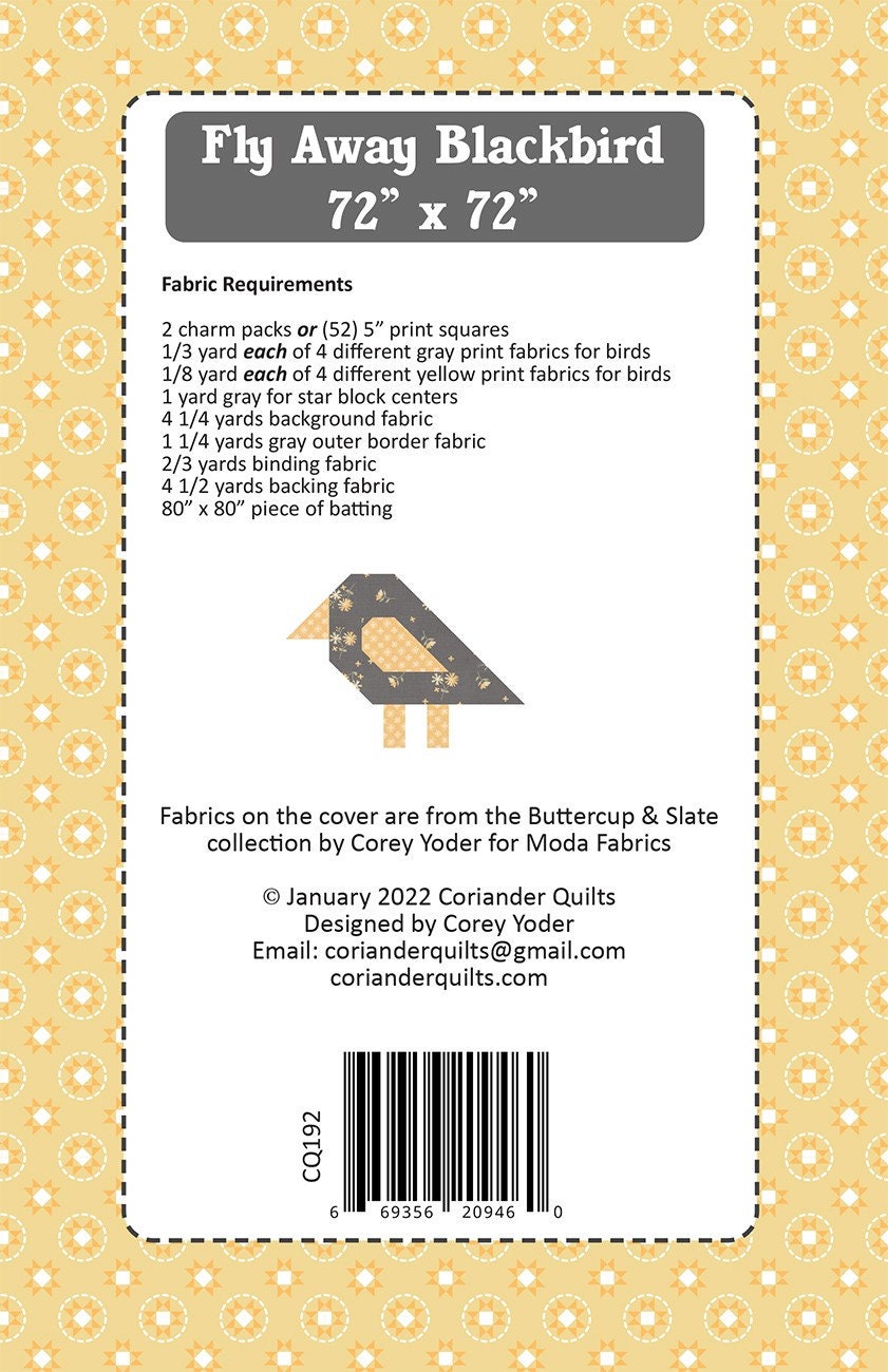 Fly Away Blackbird Quilt Pattern by Coriander Quilts CQ192