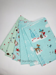 Pixie Noel 2 Aqua Color Bundle - includes 6 fat quarters - By Tasha Noel for Riley Blake Designs