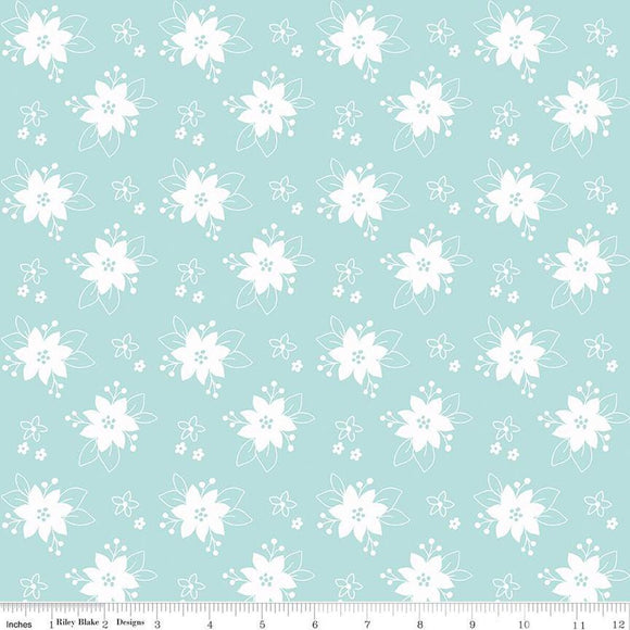 Pixie Noel 2 Floral by Tasha Noel C12116-Aqua for Riley Blake Designs