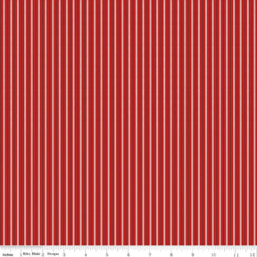 Prairie Ticking Schoolhouse Red C12306-RED By Lori Holt Sold by 1/2 yard increments