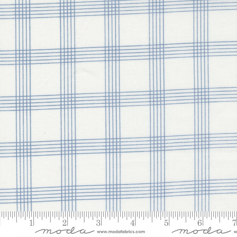 Nantucket Summer Plaid Cream Light Blue yardage 55262-24 by Camille Roskelley for Moda Fabrics