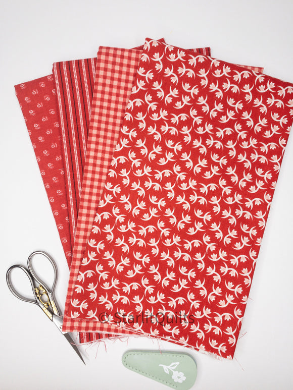 Prairie Red Bundle - includes 4 fat quarters - By Lori Holt for Riley Blake Designs