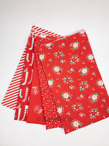 Pixie Noel 2 Red Color Bundle - includes 5 fat quarters - By Tasha Noel for Riley Blake Designs
