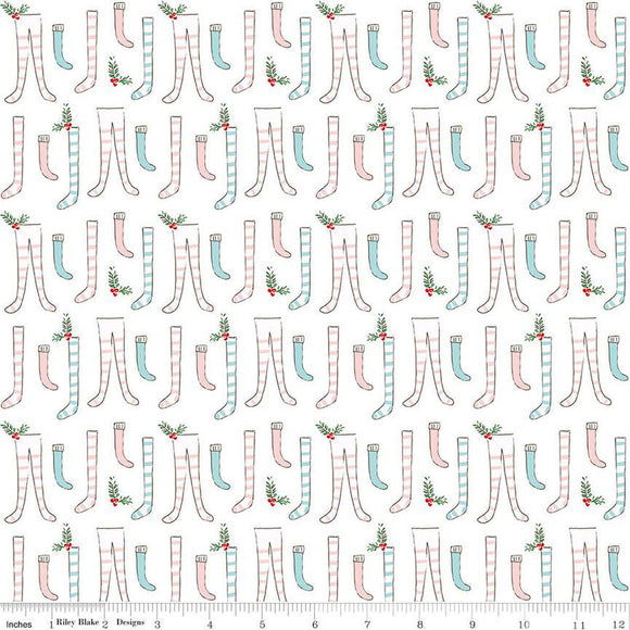 Pixie Noel 2 Stockings by Tasha Noel C12112-White for Riley Blake Designs
