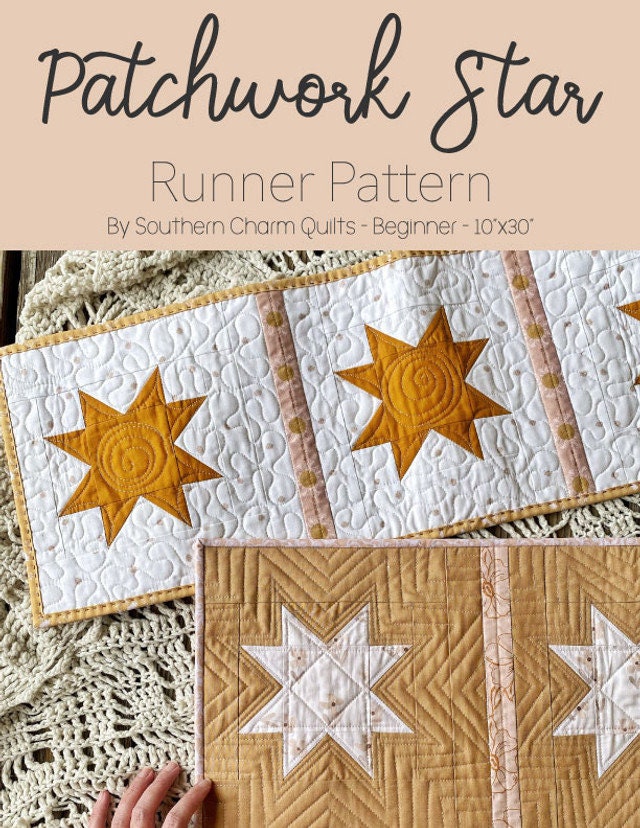 Patchwork Star Runner Pattern by Southern Charm Quilts 10 x 30