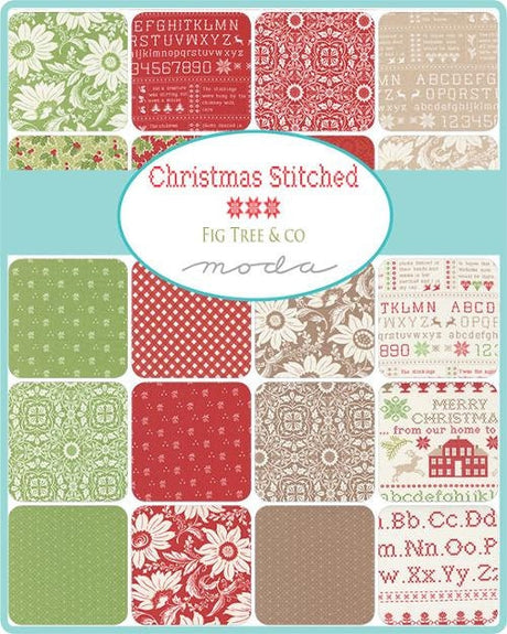Christmas Stitched Charm Pack 5" Squares  20440PP by Fig Tree and Co for Moda Fabrics