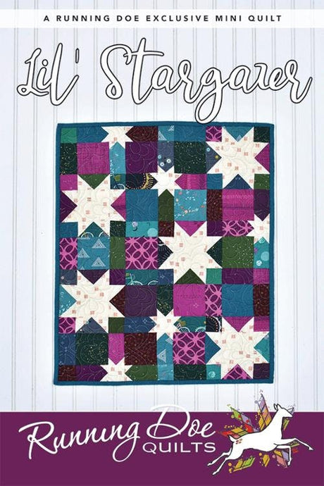 Lil' Stargazer Paper Mini Quilt Pattern by Running Doe for Villa Rosa Designs 16 1/4" x 20"