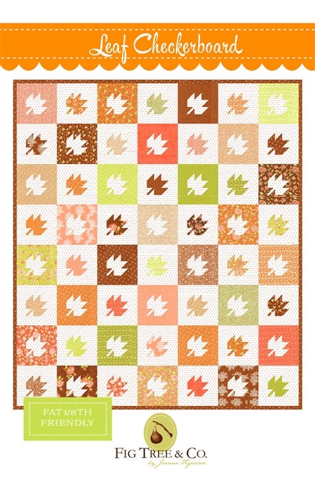 Leaf Checkerboard Quilt pattern Paper only by Fig Tree & Co.  FTQ1854