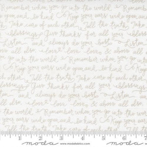 Country Rose Farmhouse Script in Cloud 5172-11 by Lella Boutique for Moda  Fabrics