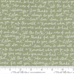 Country Rose Farmhouse Script in Sage 5172-14 by Lella Boutique for Moda  Fabrics