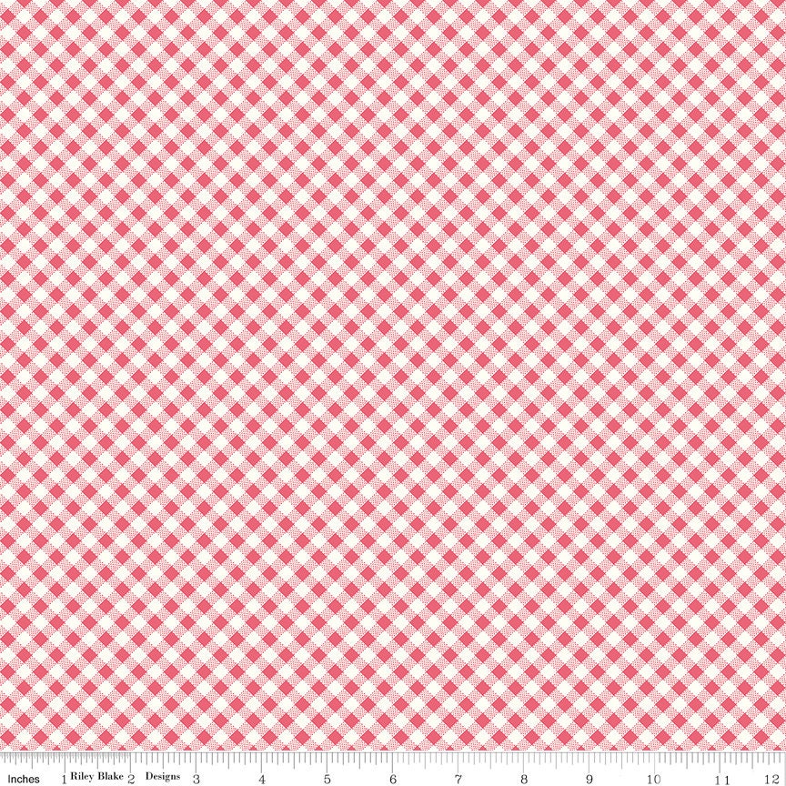 Bee Ginghams Tea Rose Bee Ginghams Lisa C12556-Tearose by Lori Holt for Riley Blake Sold in 1/2 yard Increments