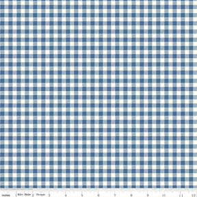 Bee Ginghams Denim Bee Ginghams ReNae C12552-Denim by Lori Holt for Riley Blake Sold in 1/2 yard Increments
