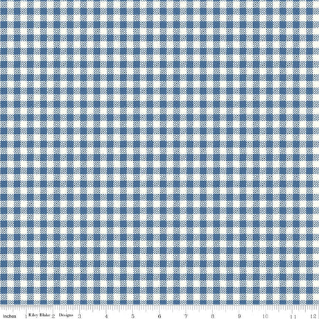 Bee Ginghams Denim Bee Ginghams ReNae C12552-Denim by Lori Holt for Riley Blake Sold in 1/2 yard Increments