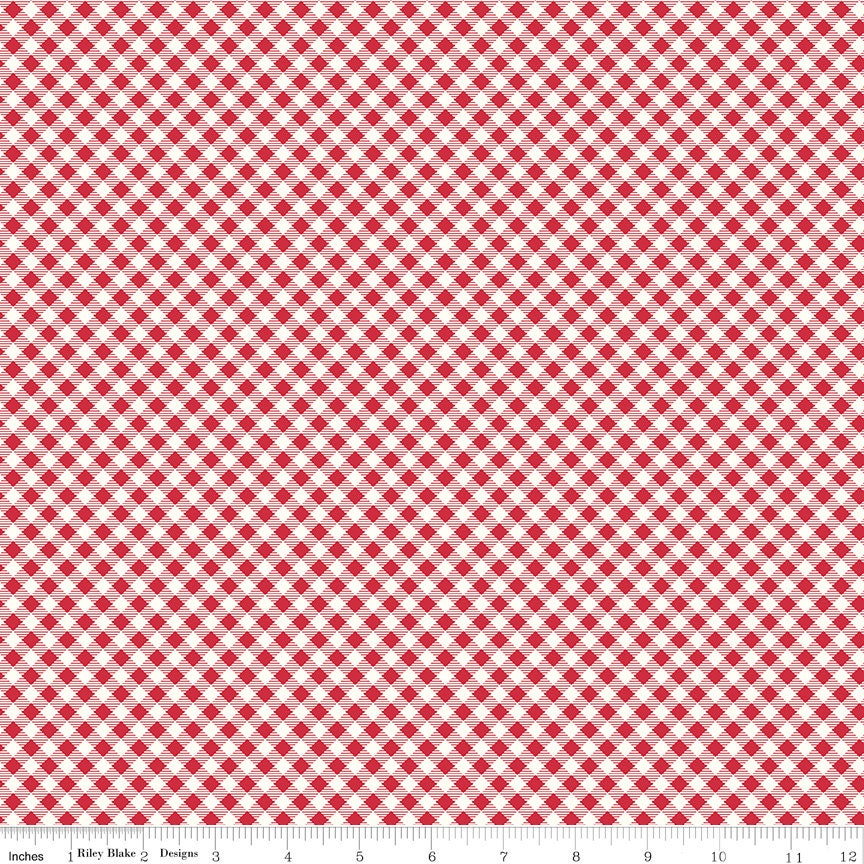 Bee Ginghams Red Bee Ginghams Carolyn C12551-Red by Lori Holt for Riley Blake Sold in 1/2 yard Increments