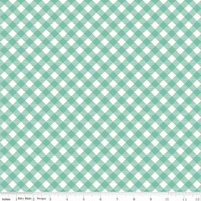 Bee Ginghams Sea Glass Bee Ginghams Debbie C12550-Seaglass by Lori Holt for Riley Blake Sold in 1/2 yard Increments