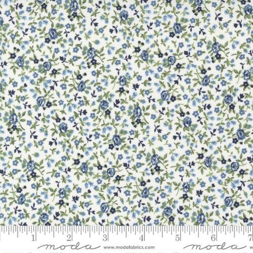 Dwell Meadow in Cream and Blue 55277 11 by Camille Roskelley  Sold in 1/2 Yard Increments