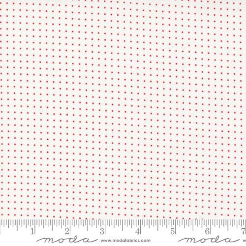 Dwell Pin Dot in Cream Red 55276 11 by Camille Roskelley  Sold in 1/2 Yard Increments