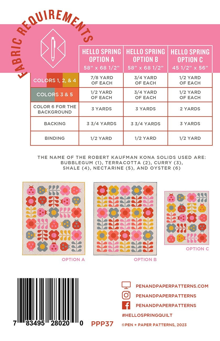 Hello Spring Quilt Pattern # PPP37 from Pen & Paper Patterns By Lindsey Neill