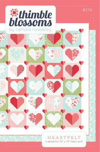 Heartfelt Printed Quilt Pattern - 76” x 76" - Thimble Blossoms by Camille Roskelley  TBL274 70" x 73"