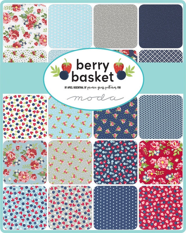 Berry Basket Berries in Blueberry 24151 14 by April Rosenthal Sold in 1/2 yard Increments