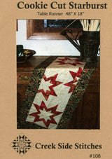 Cookie Cut Starburst # CSS108 Creek Side Stitches Table Runners & Toppers Size: Topper 48in x 18in bin mp
