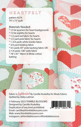 Heartfelt Printed Quilt Pattern - 76” x 76" - Thimble Blossoms by Camille Roskelley  TBL274 70" x 73"