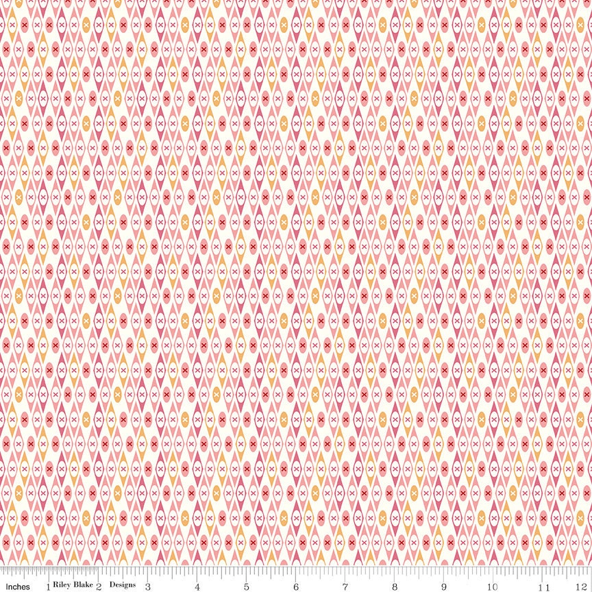 Bee Vintage Edith Pink C13084-Pink available in half yard increment by Lori Holt for Riley Blake Designs