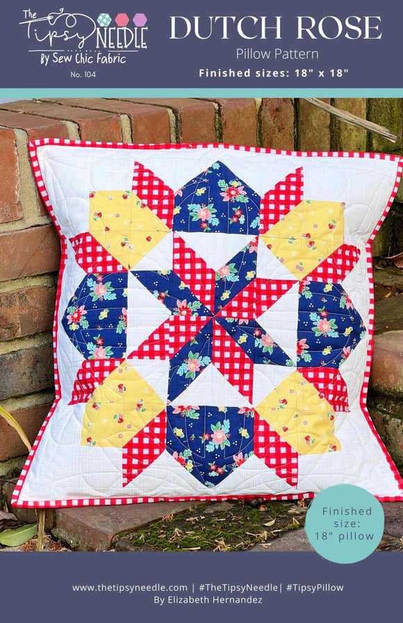 Dutch Rose Pillow Quilt Pattern TTN-104 Size 18