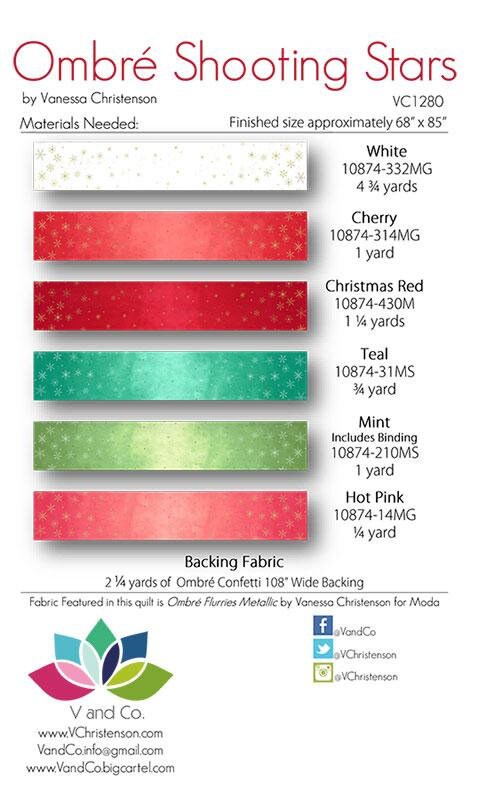 Ombre Shooting Stars quilt pattern VC1280 By V and Co. Paper Patter ONLY 68 x 85