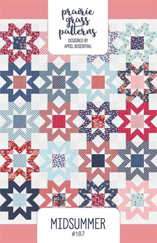 Midsummer Printed Quilt Pattern sku 187 by April Rosenthal for Prairie Grass Patterns Finished Size 57