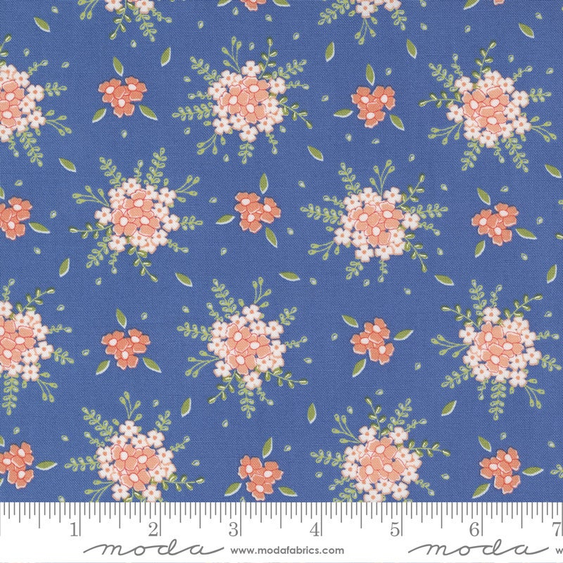 Peachy Keen Cobalt 29172-16 by Corey Yoder Sold in 1/2 yard increments cut continuously